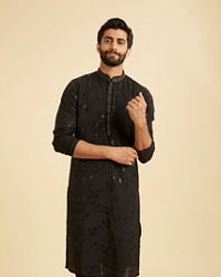 Manyavar Men Elegant Black Kurta Pajama