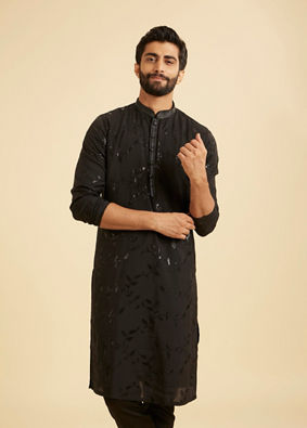 Manyavar Men Elegant Black Kurta Pajama