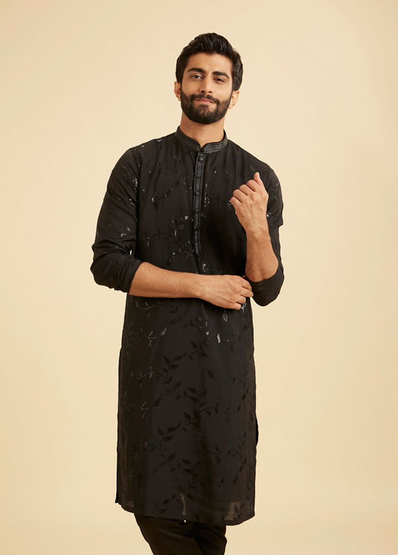 Manyavar Men Elegant Black Kurta Pajama