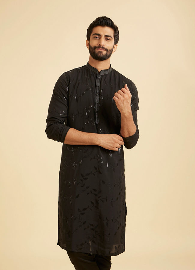 Manyavar Men Elegant Black Kurta Pajama