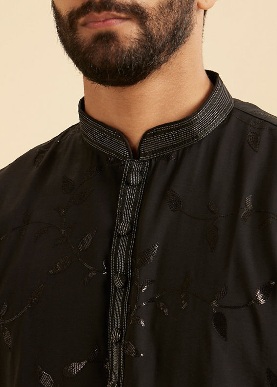 Manyavar Men Elegant Black Kurta Pajama