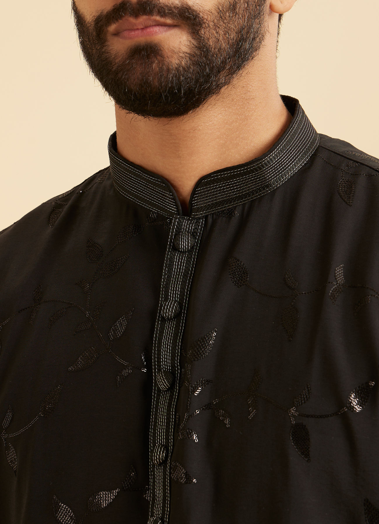 Manyavar Men Elegant Black Kurta Pajama