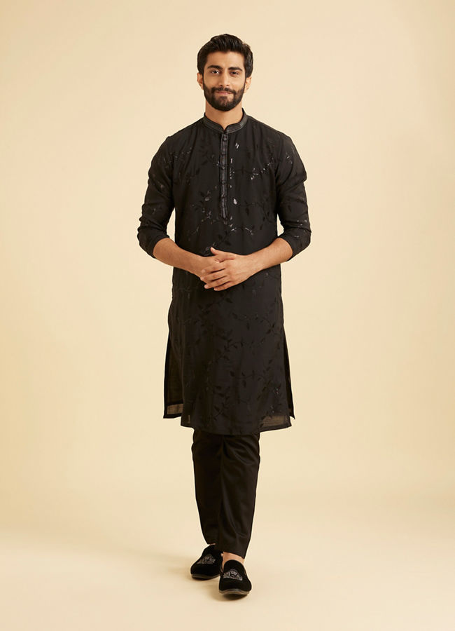 Manyavar Men Elegant Black Kurta Pajama