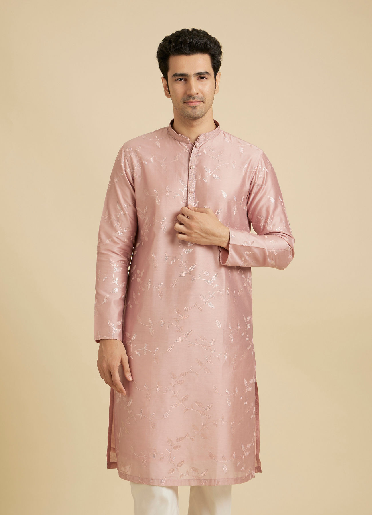 Manyavar Men Dusty Pink Delight Kurta Pajama