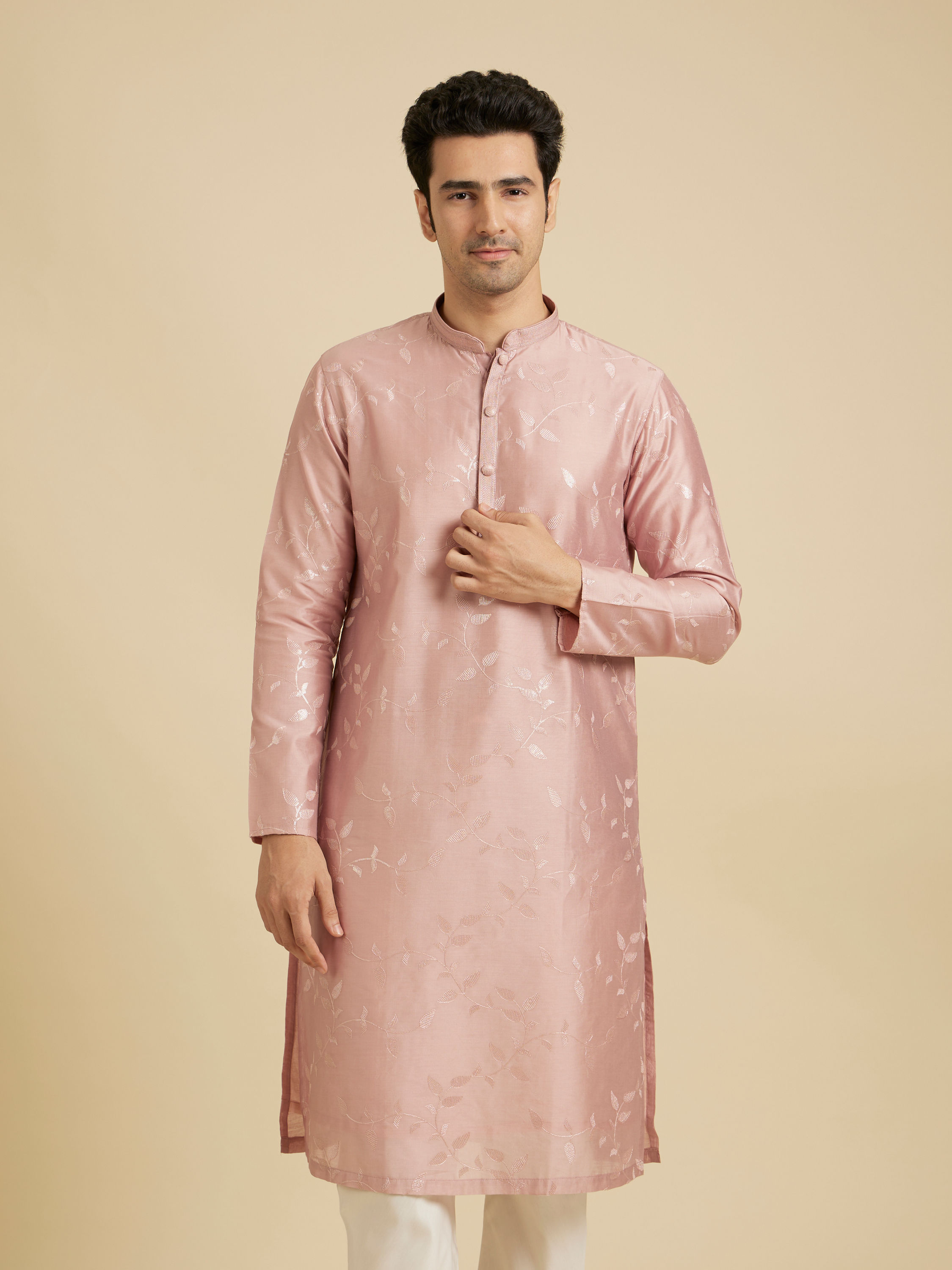 Manyavar Men Dusty Pink Delight Kurta Pajama