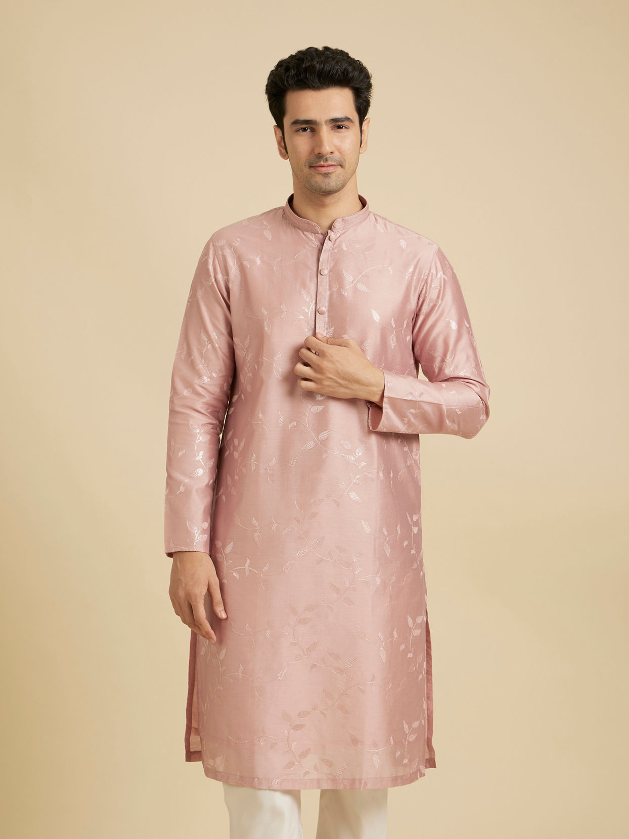 Manyavar Men Dusty Pink Delight Kurta Pajama