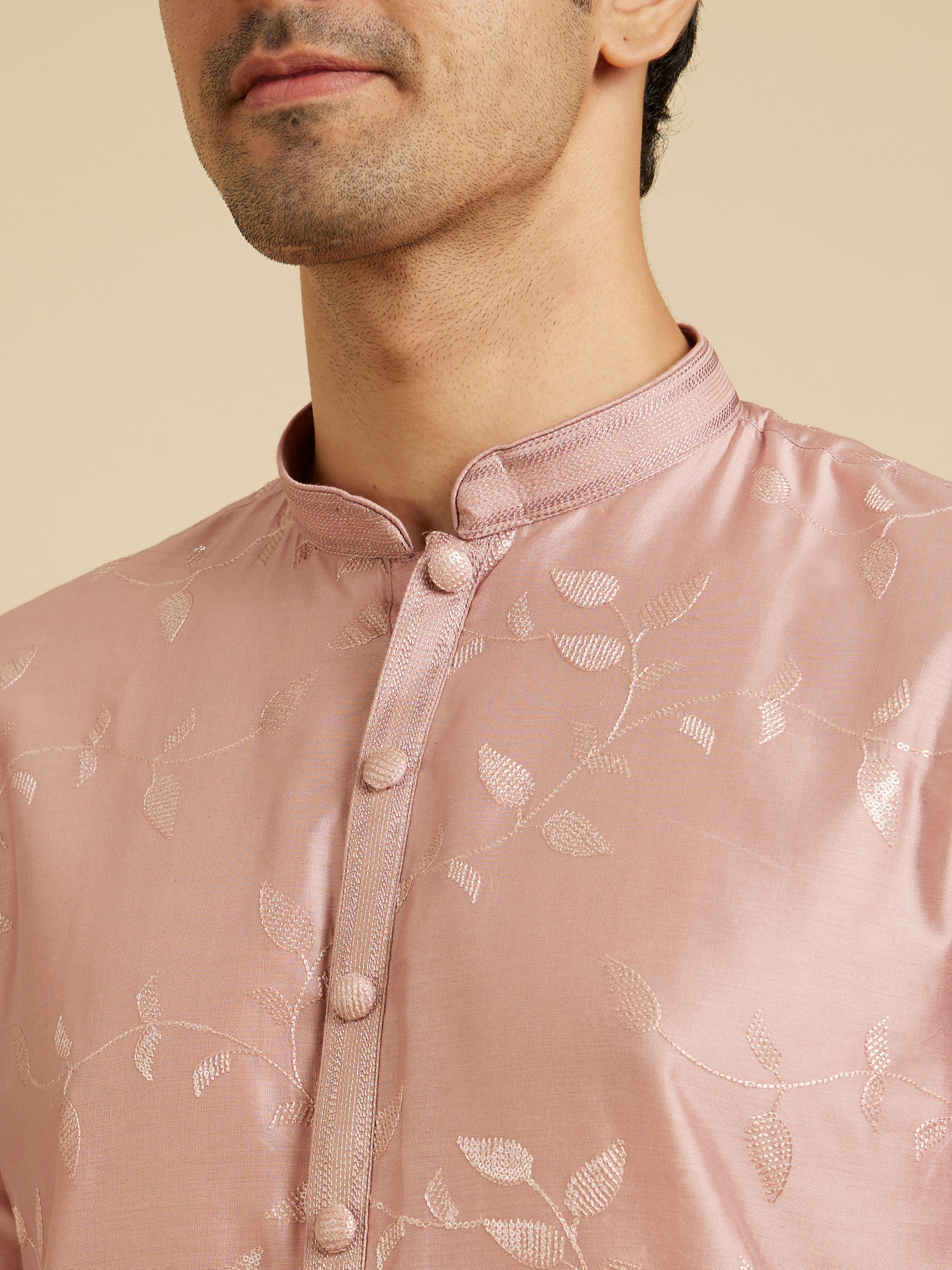 Manyavar Men Dusty Pink Delight Kurta Pajama