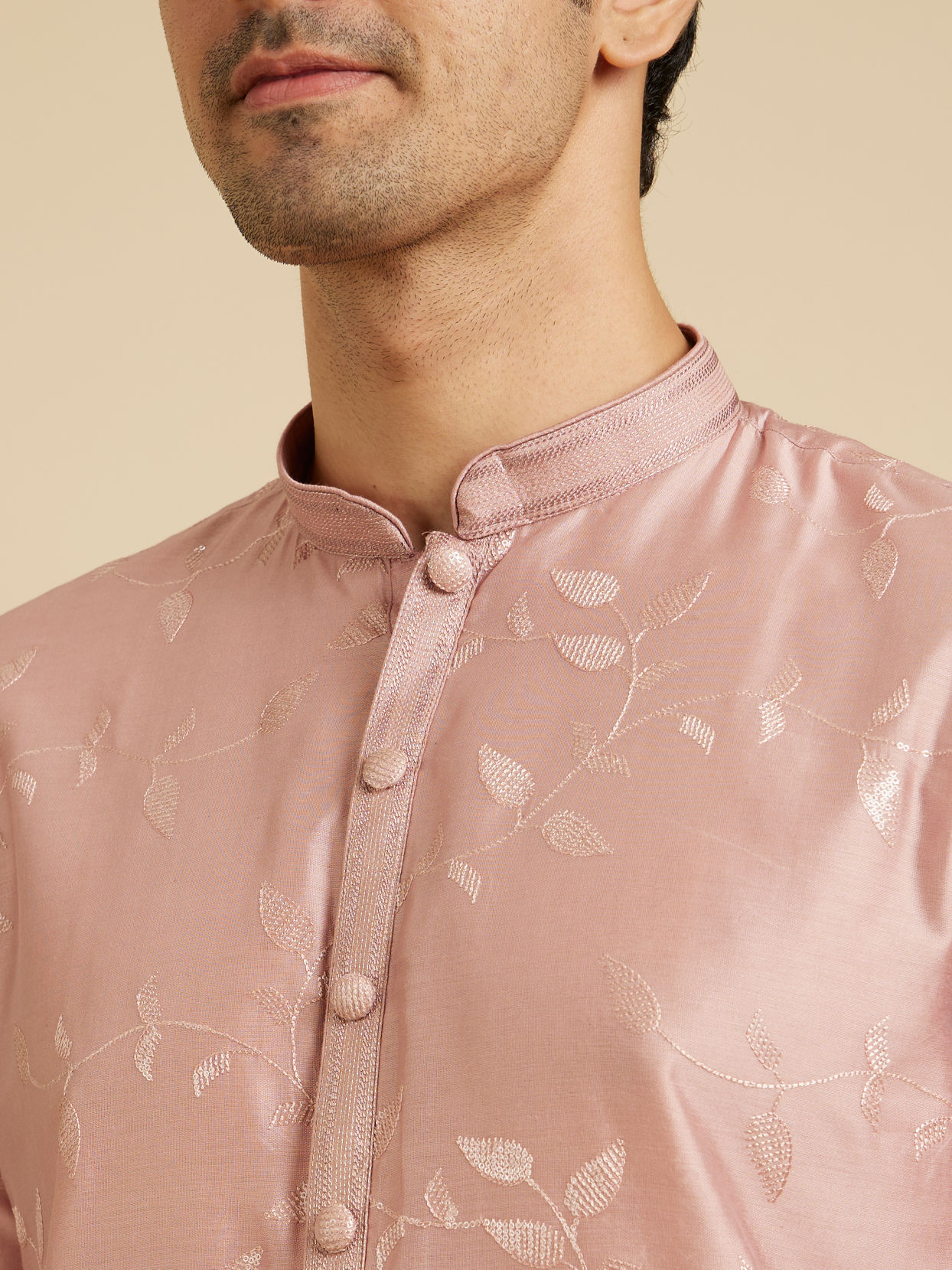 Manyavar Men Dusty Pink Delight Kurta Pajama