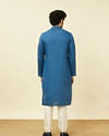Manyavar Men Capri Blue Diamond Patterned Kurta Set