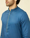 Manyavar Men Capri Blue Diamond Patterned Kurta Set image number 1