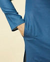 Manyavar Men Capri Blue Diamond Patterned Kurta Set
