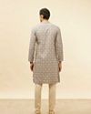 alt message - Manyavar Men Light Purple Jaal Printed Kurta Set image number 5