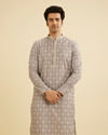 Manyavar Men Light Purple Jaal Printed Kurta Set image number 0