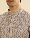 Manyavar Men Light Purple Jaal Printed Kurta Set image number 1