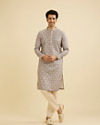 Manyavar Men Light Purple Jaal Printed Kurta Set image number 2