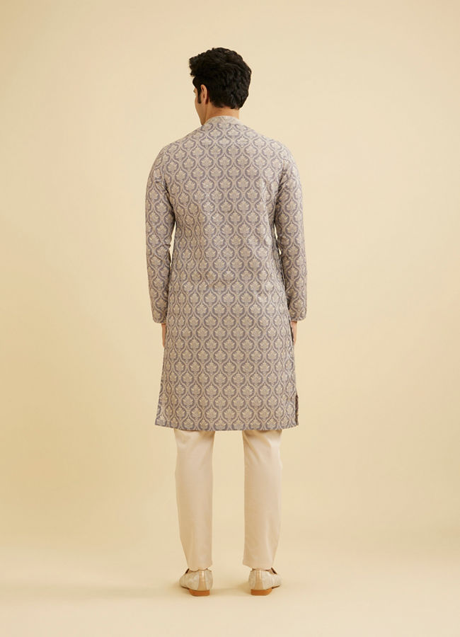 Manyavar Men Light Purple Jaal Printed Kurta Set