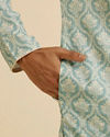 Manyavar Men Light Mid Green Medallion Patterned Kurta Set