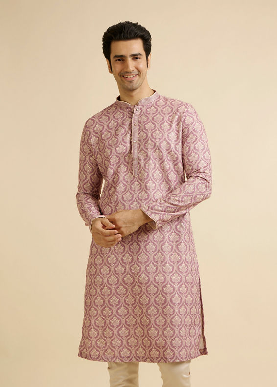 Manyavar Men Festive Dusty Pink Kurta Pajama