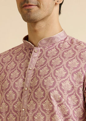 alt message - Manyavar Men Festive Dusty Pink Kurta Pajama image number 1