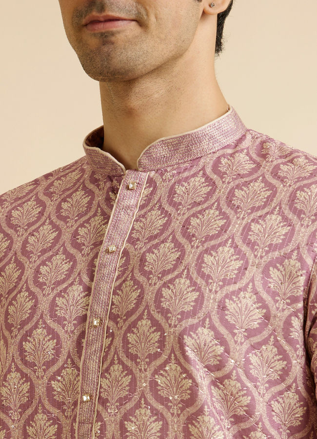 alt message - Manyavar Men Festive Dusty Pink Kurta Pajama image number 1