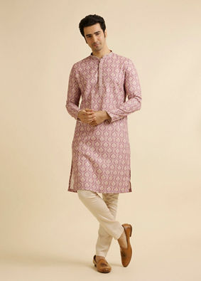 alt message - Manyavar Men Festive Dusty Pink Kurta Pajama image number 2