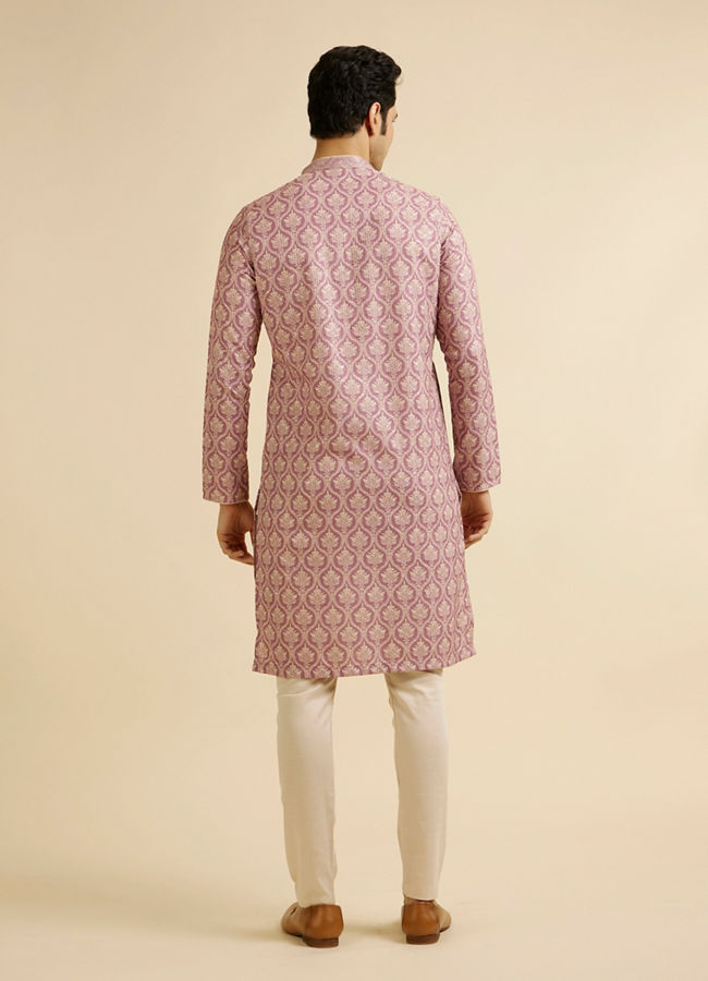 alt message - Manyavar Men Festive Dusty Pink Kurta Pajama image number 4