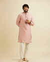 Manyavar Men Millenial Pink Ditsy Floral Printed Kurta Set