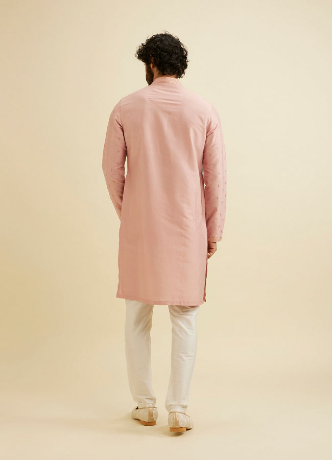 Manyavar Men Millenial Pink Ditsy Floral Printed Kurta Set