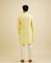 Manyavar Men Lemon Yellow Ditsy Floral Printed Kurta Set