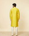 alt message - Manyavar Men Mustard Yellow Ditsy Floral Printed Kurta Set image number 3