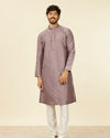 Manyavar Men Classic Lilac Floral Print Kurta Set