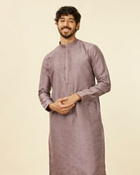 Manyavar Men Classic Lilac Floral Print Kurta Set