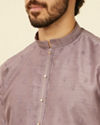 alt message - Manyavar Men Classic Lilac Floral Print Kurta Set image number 1