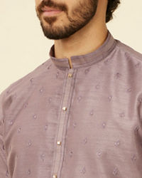 Manyavar Men Classic Lilac Floral Print Kurta Set