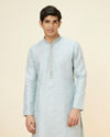 alt message - Manyavar Men Powder Blue Buta Motif Kurta Set image number 0