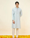 alt message - Manyavar Men Powder Blue Buta Motif Kurta Set image number 2