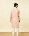 Manyavar Men Veiled Rose Pink Designed Placket Kurta Set
