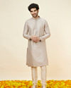 alt message - Manyavar Men Light Lilac Buta Motif Kurta Set image number 2