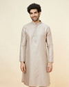 alt message - Manyavar Men Light Lilac Buta Motif Kurta Set image number 0