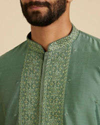 Manyavar Men Splendid Olive Green Festive Kurta Pajama Dupatta