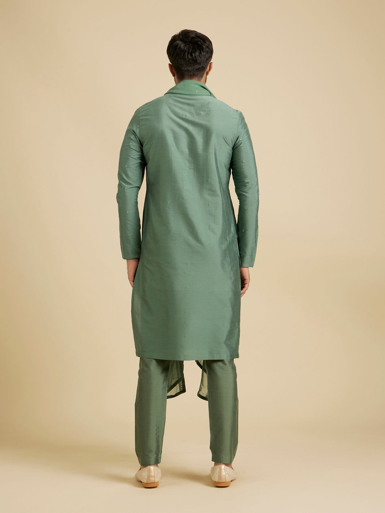 Manyavar Men Splendid Olive Green Festive Kurta Pajama Dupatta