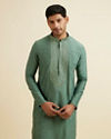 Manyavar Men Light Mid Green Buta Embroidery Kurta Set