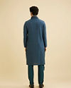 Manyavar Men Royal Dark Blue Kurta Set with Dupatta