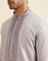 alt message - Manyavar Men Lilac Stripped Kurta Set with Sequins Work image number 1