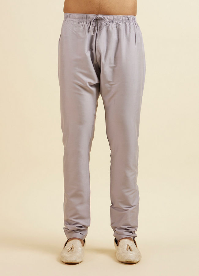 Manyavar Men Lilac Stripped Kurta Set with Sequins Work