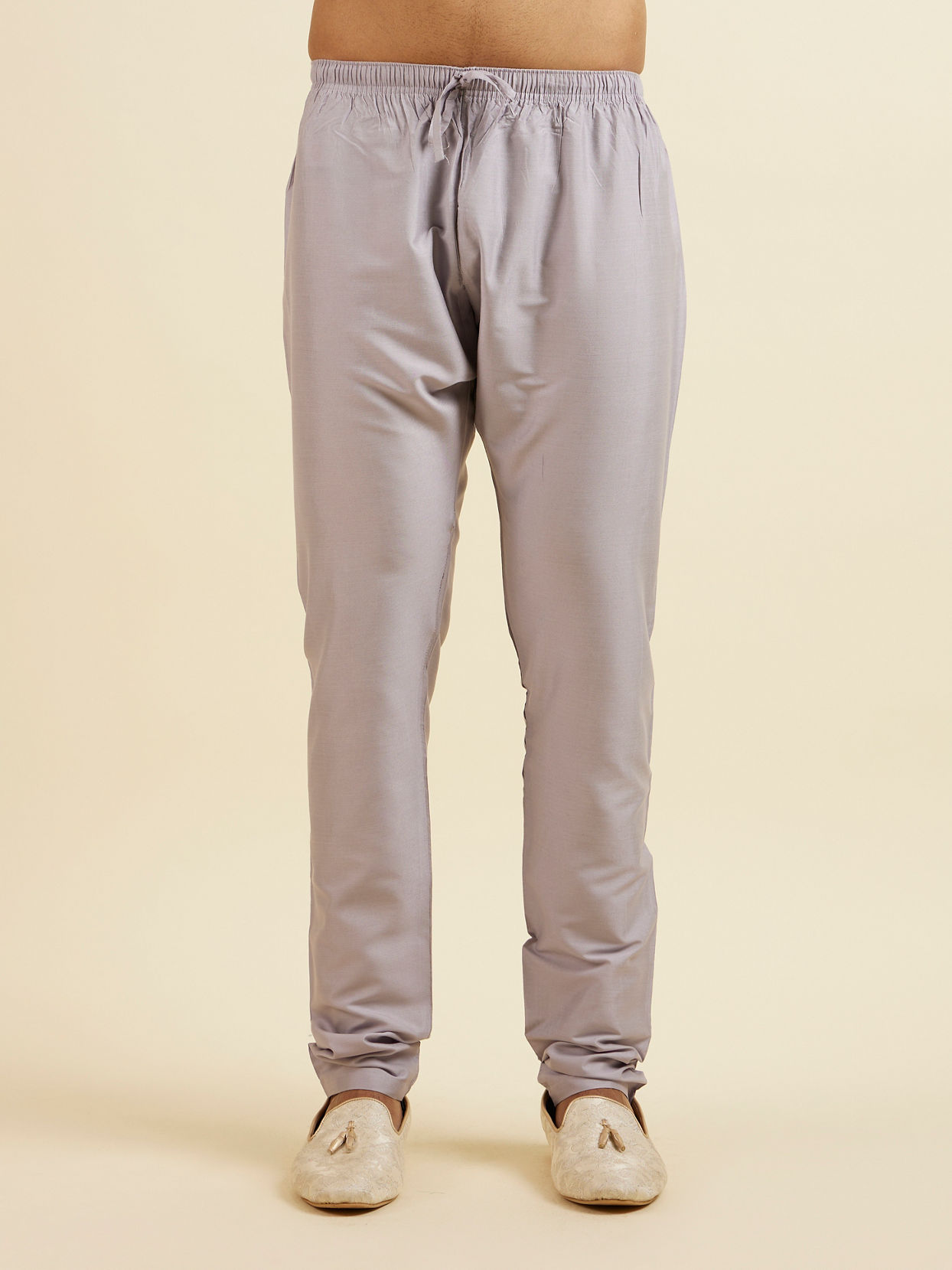 Manyavar Men Lilac Stripped Kurta Set with Sequins Work