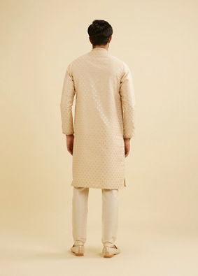 Manyavar Men Golden Beige Buta Patterned Kurta Set image number 5