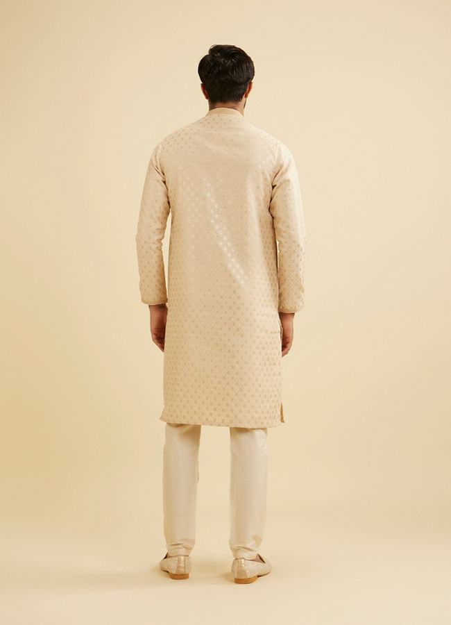 Manyavar Men Golden Beige Buta Patterned Kurta Set