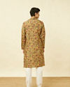 alt message - Manyavar Men Melon Orange Floral Printed Kurta Set image number 5