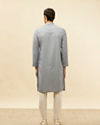 Manyavar Men Soft Blue Self Patterned Kurta Set